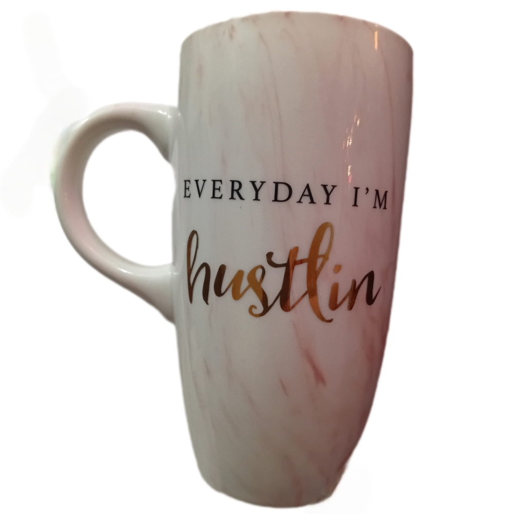 Elegant White and Gold Hustle Mug